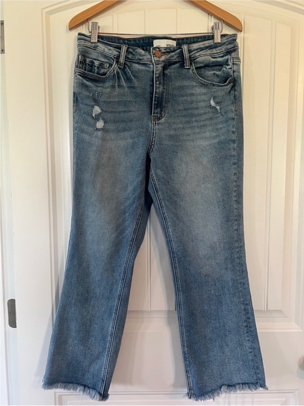 Light Blue Distressed Straight-Leg Women’s Jeans